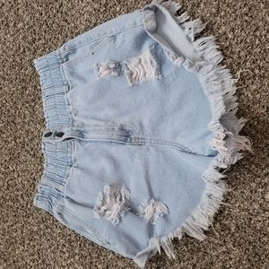 Paper Waist Jean Shorts